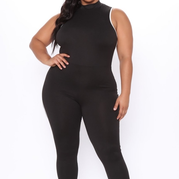 Bootie Fine Sporty Slit Leg Jumpsuit (CURVY) - Picture 1 of 7
